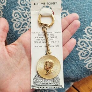 Vintage JFK Kennedy Gold Keychain in original packaging